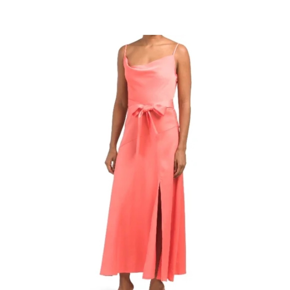 Taylor Coral Maxi Neck Tie Front Dress. NWT size 8 - Picture 5 of 8